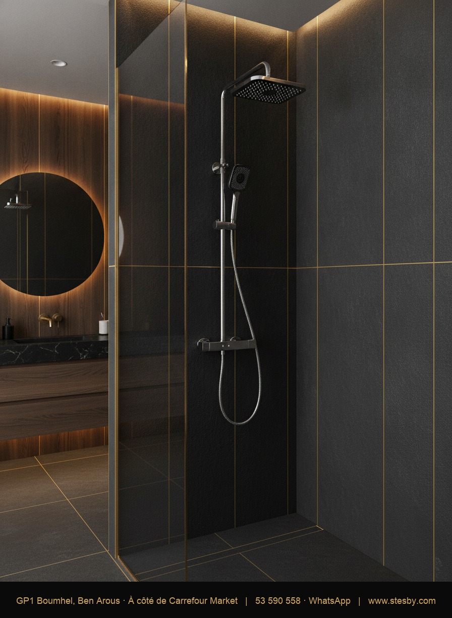 Colonne de douche PIANO avec mitigeur — Chrome