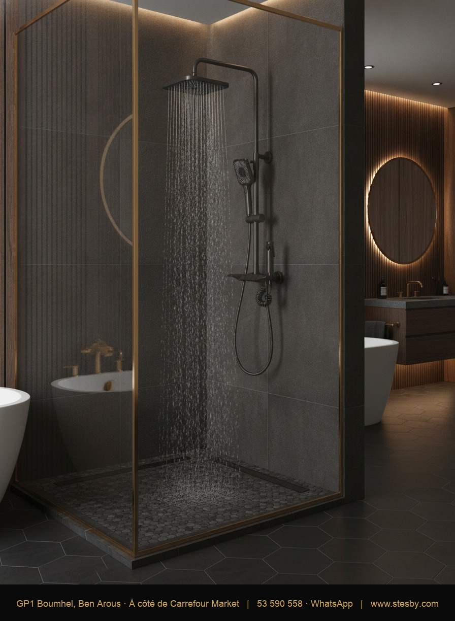 Colonne de douche PIANO avec mitigeur — Anthracite
