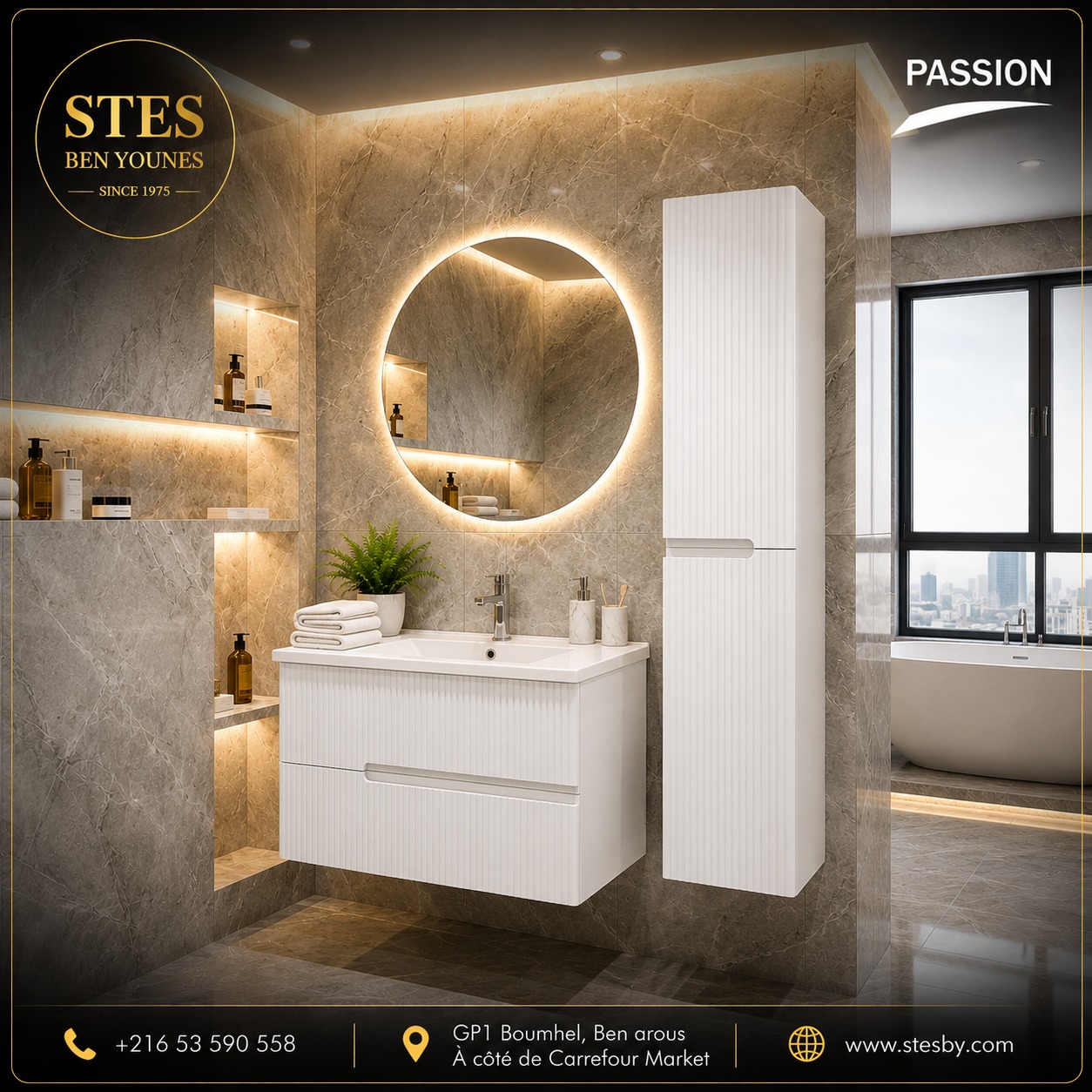 Meuble PASSION 80 cm — Blanc, avec console