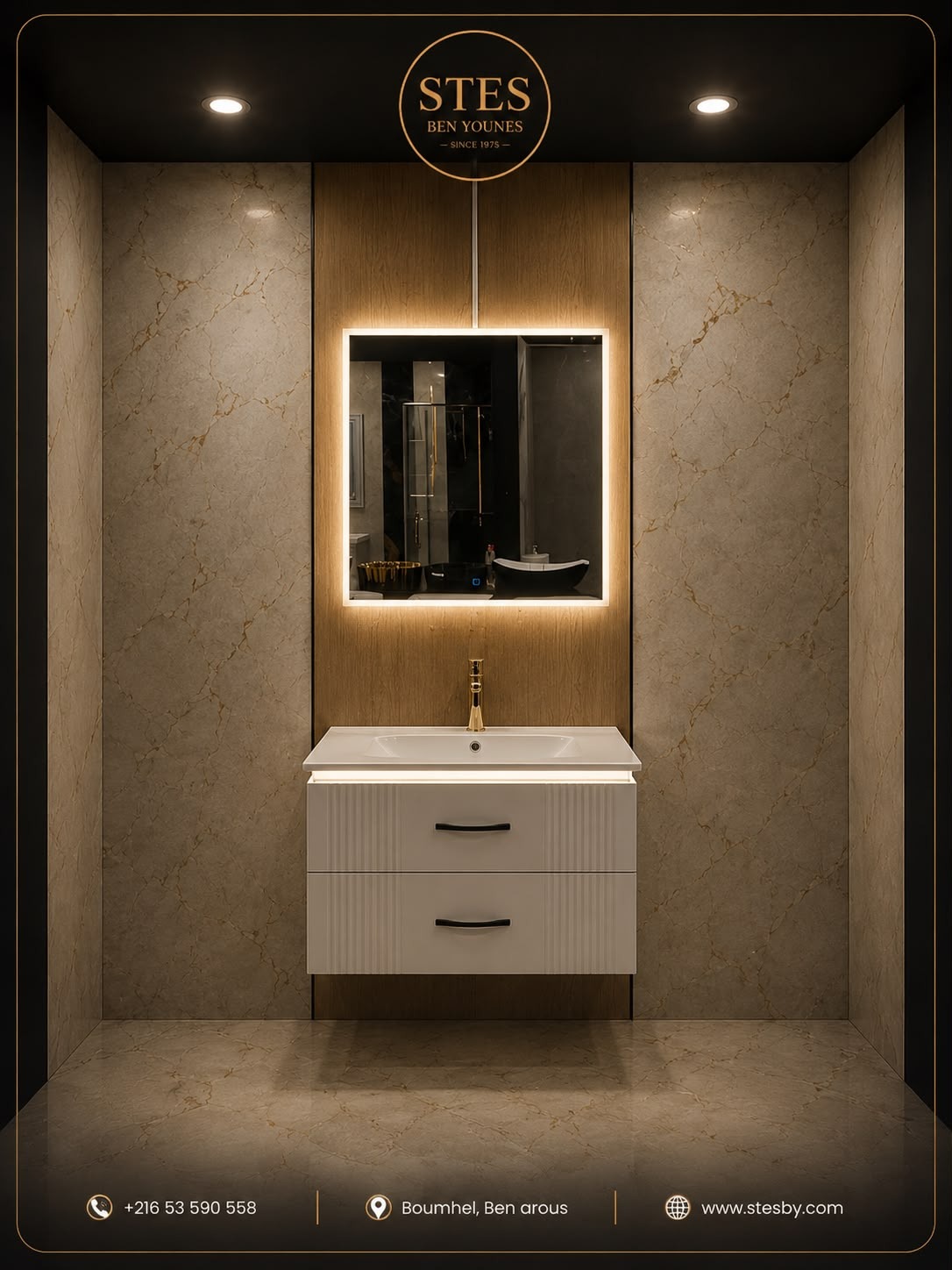 Meuble ROXANE 80 cm — PVC Blanc, avec lumière